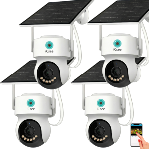 Kit 4 Cámara Inalámbrica Wifi 2k Solar Icsee Exterior Domo