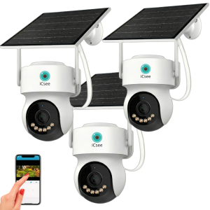 Kit 3 Cámara Inalámbrica Wifi 2k Solar Icsee Exterior Domo
